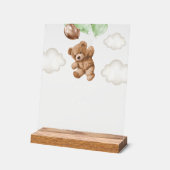 テディベア、ベビーベア、グリーンバルーン、桃佐バー アクリルサイン (傾斜)