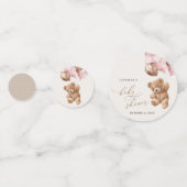 テディベア、ベビーベア、ピンクバルーン、ベビーシャワー コンフェッティ (裏面)