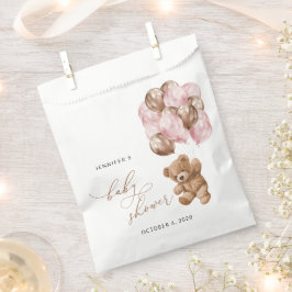 テディベア、ベビーベア、ピンクバルーン、ベビーシャワー フェイバーバッグ