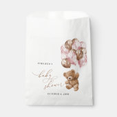 テディベア、ベビーベア、ピンクバルーン、ベビーシャワー フェイバーバッグ (正面)