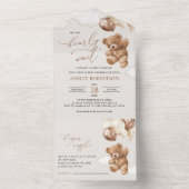 テディベア、ベビーベア、ブラウンバルーン、ベビーシャワー オールインワン招待状 (内側)