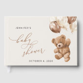 テディベア、ベビーベア、ブラウンバルーン、ベビーシャワー ゲストブック (正面)