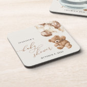 テディベア、ベビーベア、ブラウンバルーン、ベビーシャワー コースター (左側)