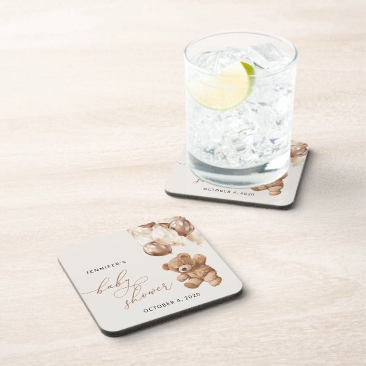 テディベア、ベビーベア、ブラウンバルーン、ベビーシャワー コースター (右側)