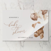 テディベア、ベビーベア、ブラウンバルーン、ベビーシャワー ペーパーパッド (折り畳み)