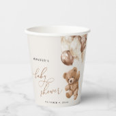 テディベア、ベビーベア、ブラウンバルーン、ベビーシャワー 紙コップ (正面)