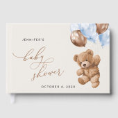 テディベア、ベビーベア、ブルーバルーン、ベビーシャワー ゲストブック (正面)