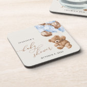 テディベア、ベビーベア、ブルーバルーン、ベビーシャワー コースター (左側)