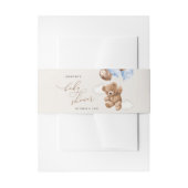 テディベア、ベビーベア、ブルーバルーン、ベビーシャワー 招待状ベリーバンド (正面例)