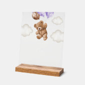 テディベア、ベビーベア、紫バルーン、桃佐バー アクリルサイン (傾斜)