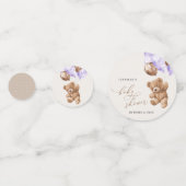 テディベア,ベビーベア,紫色のバルーン,赤ちゃんシャワー コンフェッティ (正面)