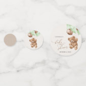 テディベア，ベビーベア，緑の風船，赤ちゃんシャワー コンフェッティ (正面)