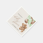 テディベア,ベビーベア,緑の風船,赤ちゃんシャワー スタンダードカクテルナプキン (角)