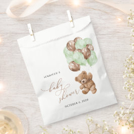 テディベア，ベビーベア，緑の風船，赤ちゃんシャワー フェイバーバッグ