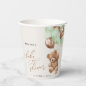 テディベア，ベビーベア，緑の風船，赤ちゃんシャワー 紙コップ (正面)