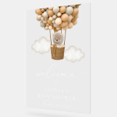 テディベア、ベージュバルーン、ベビーシャワーへようこそ アクリルサイン (傾斜)