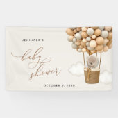 テディベア、ベージュバルーン、ベビーシャワーへようこそ 横断幕 (横)