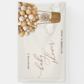 テディベア、ベージュバルーン、ベビーシャワーへようこそ 横断幕 (縦)