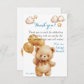 テディベア ベージュ風船 サンキューカード (正面/裏面)