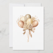 テディベア ベージュ風船 誕生日 招待状 (裏面)