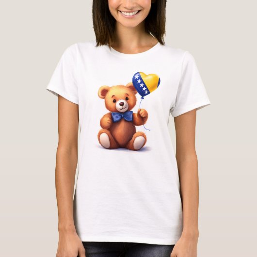 テディベア・ボスニア・ヘルツェゴビナ国旗。 Tシャツ (正面)
