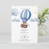 テディベア ボーイ 1歳の誕生日 招待状 (スタンド正面)