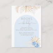 テディベア ボーホー ブルー 男の子 ベビーシャワー 本の依頼 エンクロージャーカード (正面)