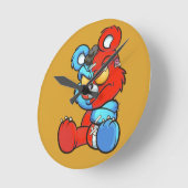 テディベア ラウンド壁時計 (傾斜)