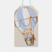 テディベア ラスティック ブルー ベビーシャワー サンクス ギフトタグ (裏面)