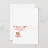 テディベア ローズゴールド 風船 ベビーシャワー カード (正面/裏面)