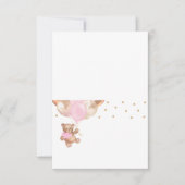 テディベア ローズゴールド 風船 赤ちゃん歓迎カード 招待状 (正面)
