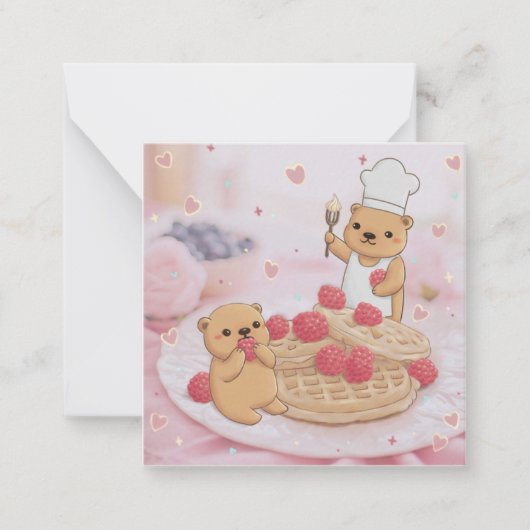 テディベア＆ワッフル ノートカード (正面)