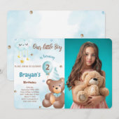 テディベア　写真　招待 招待状 (正面/裏面)