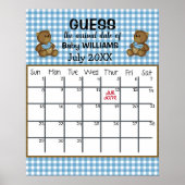 テディベア 出産予定日 カレンダー ポスター (正面)