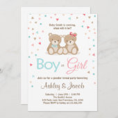 テディベア 性別発表 招待状 男の子？女の子？ (正面/裏面)