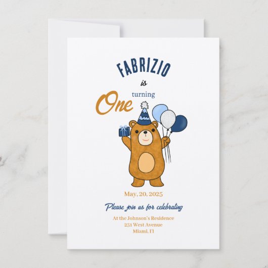 テディベア 招待状 (正面)