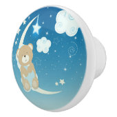 テディベア 月 星 かわいい 天体柄 こども部屋 セラミックノブ (右)