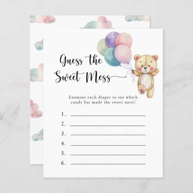 テディベア – 甘いメイスゲームを推測 (正面/裏面)