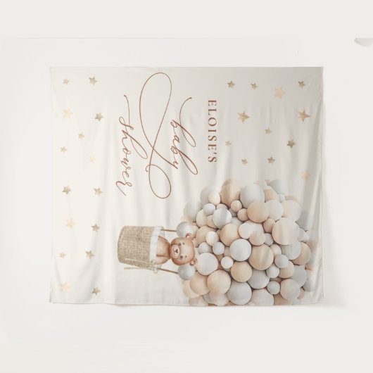 テディベア　男女兼用　ベビーシャワーバックドロップ タペストリー (正面(横))