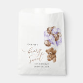 テディベア、紫色のバルーン、最初の誕生日 フェイバーバッグ (正面)