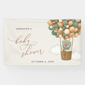 テディベア、緑のバルーン、ベビーシャワーへようこそ 横断幕 (横)