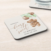 テディベア、緑のバルーン、最初の誕生日 コースター (左側)