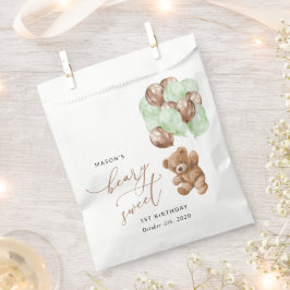 テディベア、緑のバルーン、最初の誕生日 フェイバーバッグ