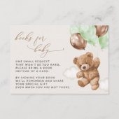 テディベア、緑の風船、ベビーの本 エンクロージャーカード (正面)