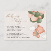 テディベア、緑の風船、ベビーの本 エンクロージャーカード (正面)