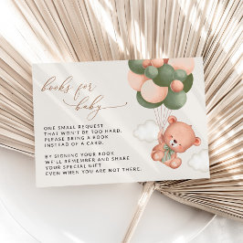 テディベア、緑の風船、ベビーの本 エンクロージャーカード