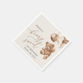 テディベア、茶色のバルーン、最初の誕生日 スタンダードカクテルナプキン (角)