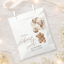 テディベア、茶色のバルーン、最初の誕生日 フェイバーバッグ