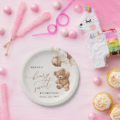 テディベア、茶色のバルーン、最初の誕生日 ペーパープレート (パーティー)