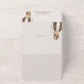 テディベア、茶色のホットエアバルーン、ベビーシャワー オールインワン招待状 (外側)